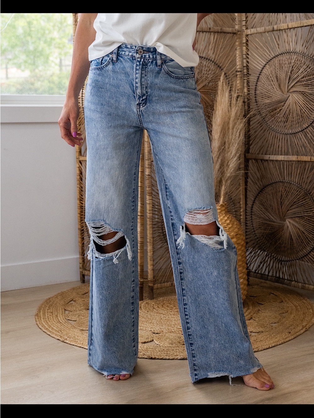 Kancan Natalia distressed Wide-Leg Jeans - Women